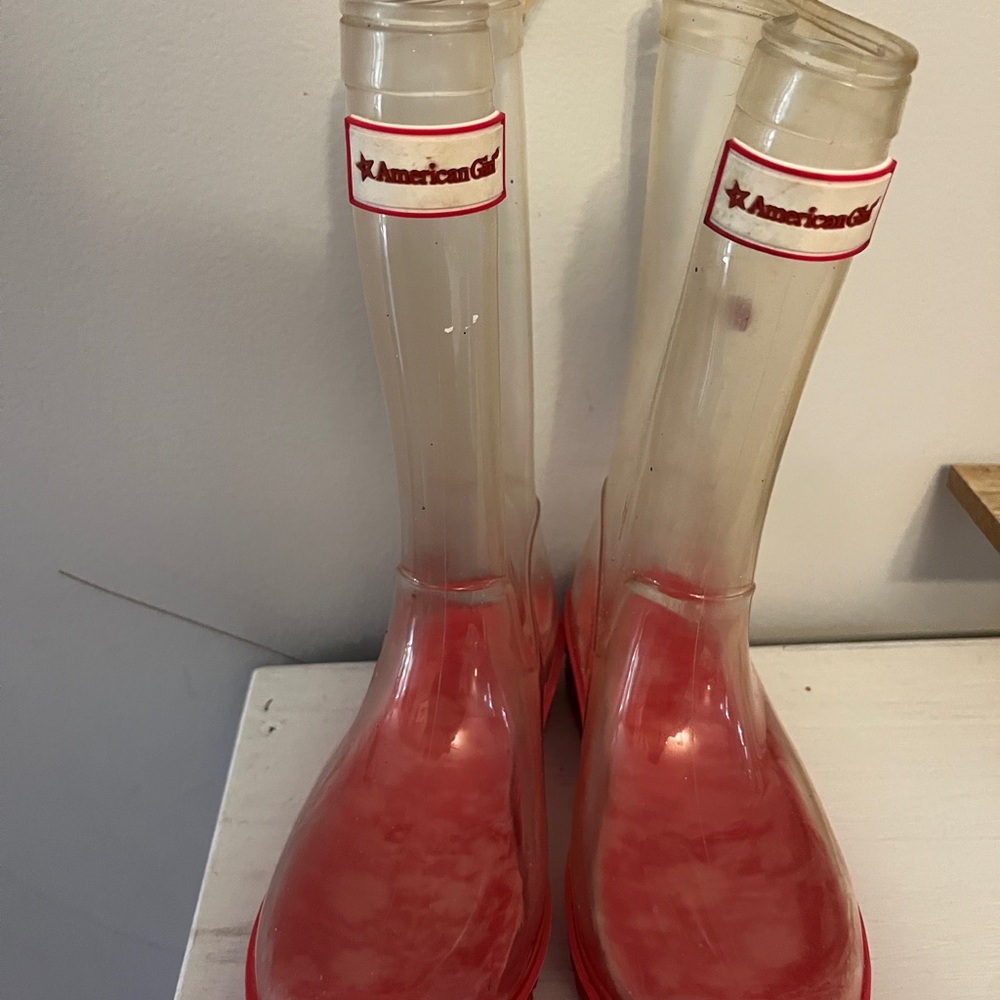 American Girl Clear and Pink Rain Boots